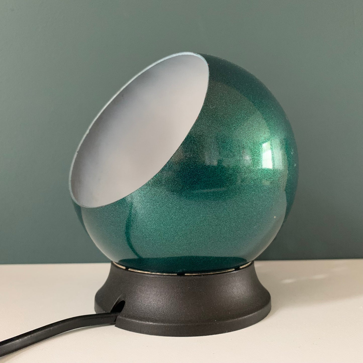 Swedish Metallic Green Ball Table Lamp 1970s Retro Light Atomic Era Frandsen