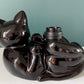 Vintage Black Cat Ceramic Table Lamp British English 1970s