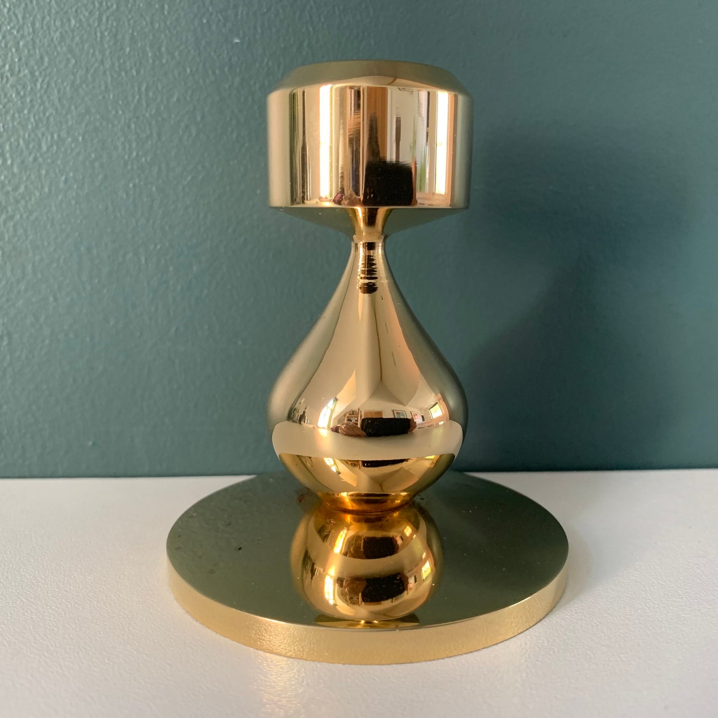 Asmussen 1 Drop Danish Gold Plated Candle Stick Holder 1970s Hamlet