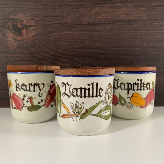 Vintage Knabstrup Pernille Danish Teak Lidded Ceramic Spice Jar