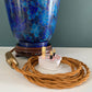 Large Turquoise Mid Century Chinese Cloisonne Copper Table Lamp