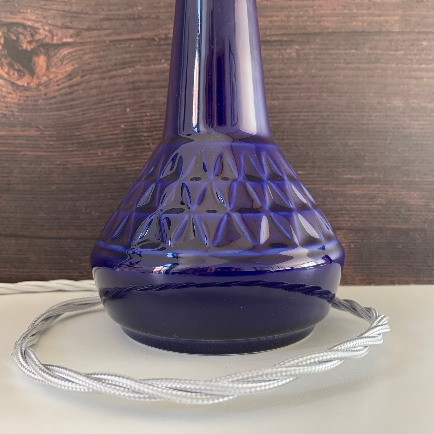 Soholm Danish Blue Table Lamp 1960s Pottery Scandi Bedside Light 3323