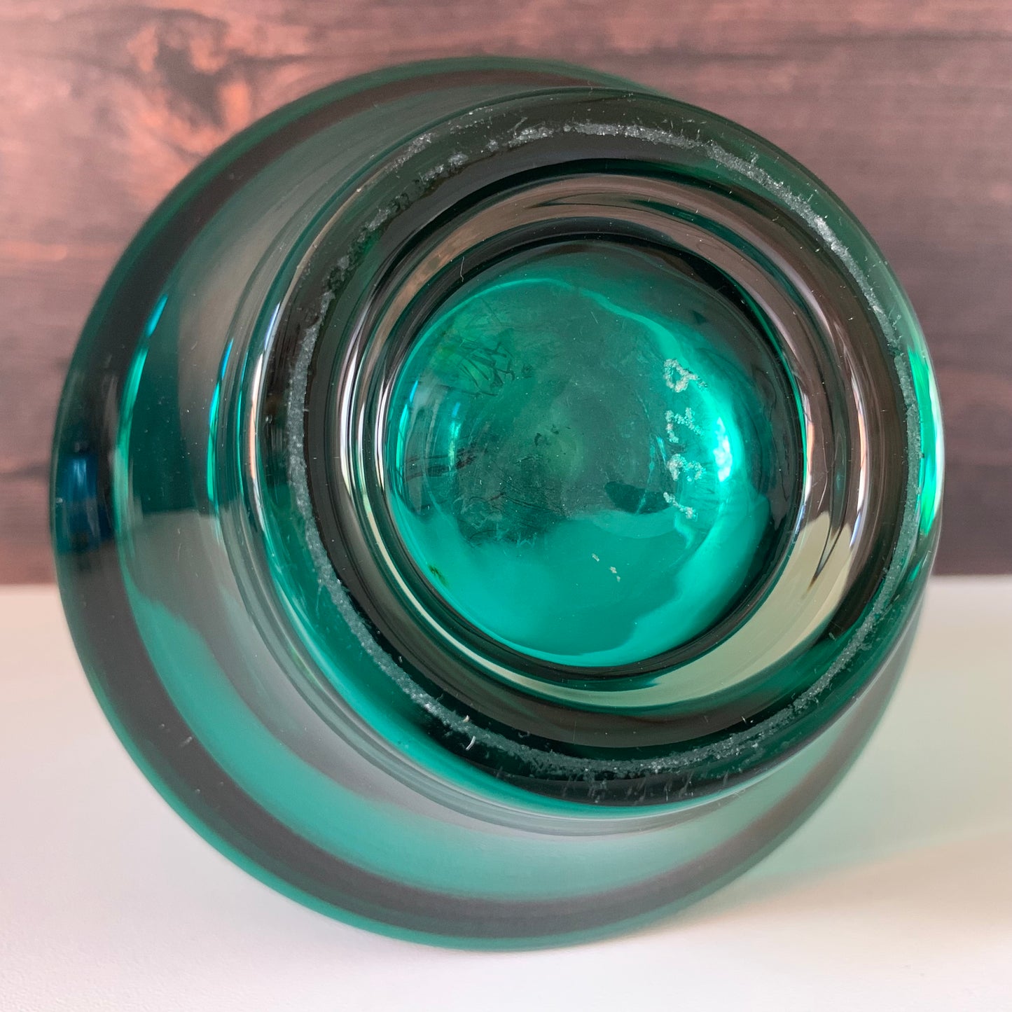 Riihimaki Turquoise Glass Vase Finnish 1379 1960s 1970s Rocket Atomic