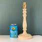Vintage Cream Wood British Candle Stick Table Lamp 1980s