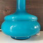 Mid Century Empoli Italian Teal Blue Turquoise Hooped Glass Table Lamp