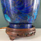 Large Turquoise Mid Century Chinese Cloisonne Copper Table Lamp
