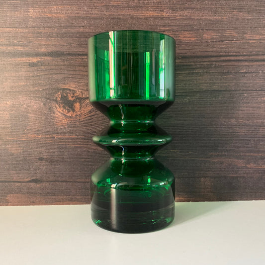 Riihimaki Emerald Green Glass Vase Tamara Aladin 1472 Vintage 1960s 1970s Scandinavian Finnish Retro