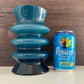 Aseda Swedish Blue Hooped Glass Vase Petrol Turquoise 1960s 1970s Retro