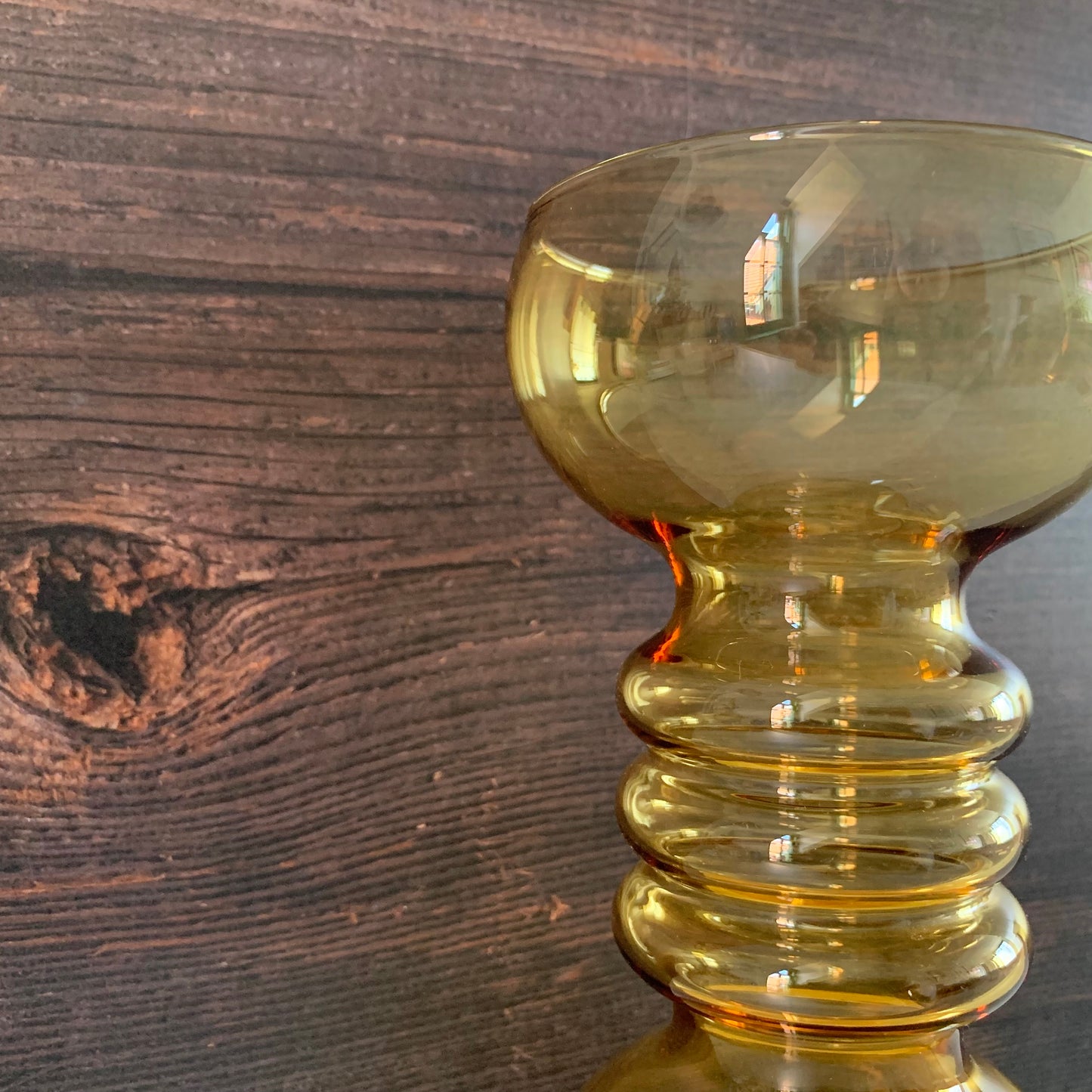 Vintage Riihimaki Finnish Amber Yellow Carmen Glass Vase 1960s 1970s Scandinavian