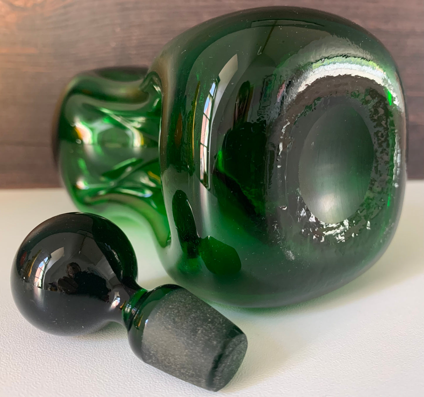 Vintage Holmegaard Danish Kluk Green Glass Decanter Glug Bottle Carafe Gifts