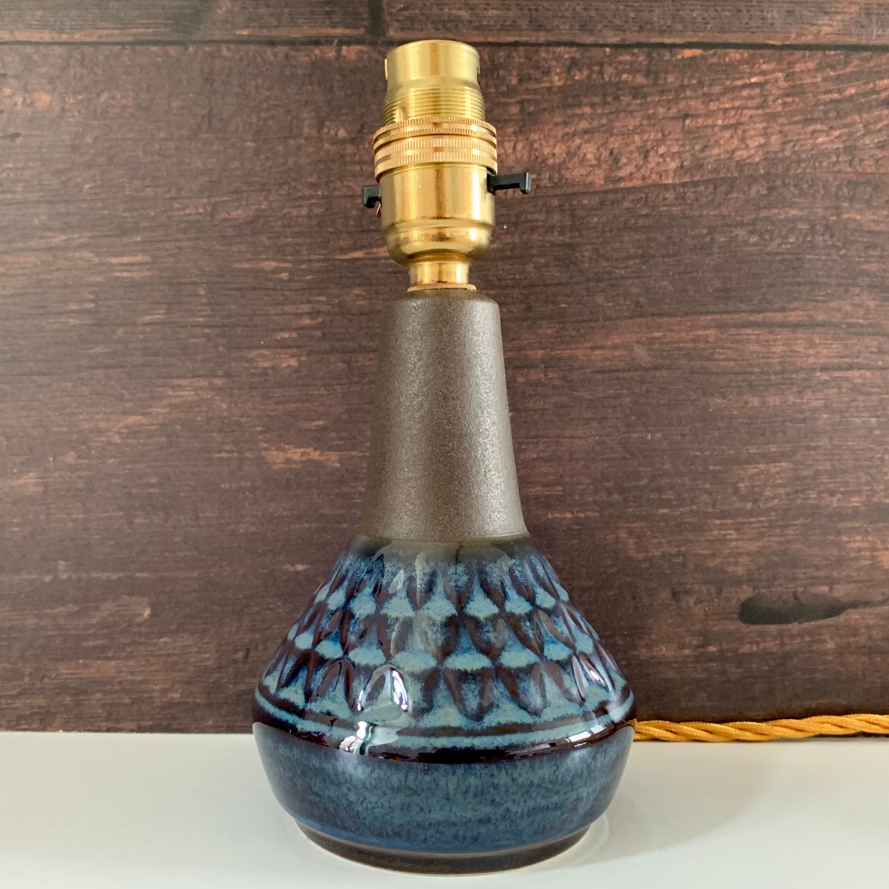 Soholm Pottery Blue Granite Danish Table Lamp Vintage 1960s 3323