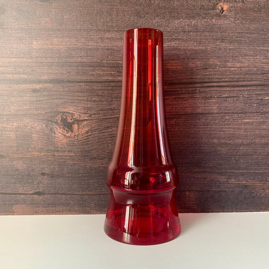 Riihimaki Mid Century Red Glass Chimney Vase Scandinavian Finnish Design
