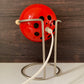 Vintage Red Danish Ball Table Desk Lamp Enamel 1970s Space Age Atomic Era