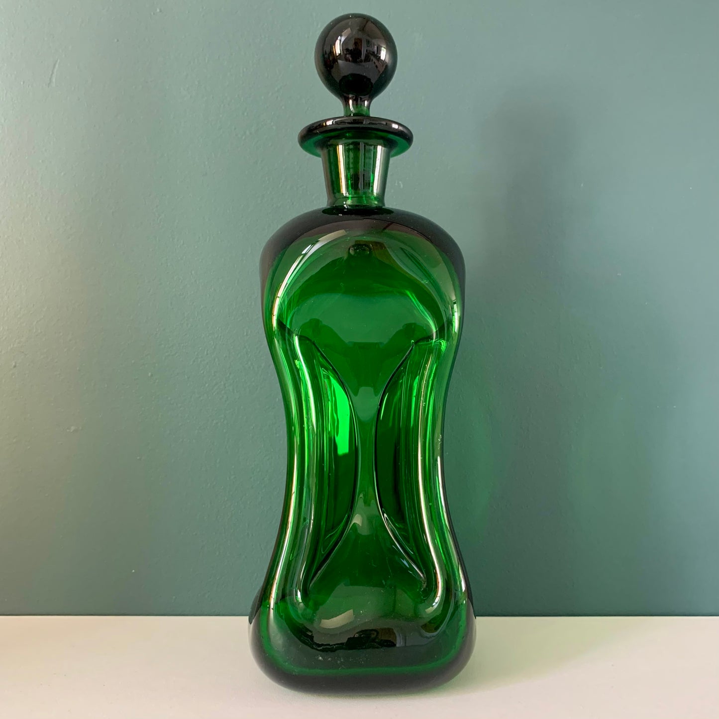 Vintage Holmegaard Danish Kluk Green Glass Decanter Glug Bottle Carafe Gifts