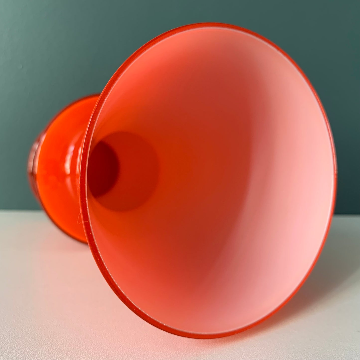 Lindshammar Swedish Orange Hooped Glass Vase 1960s 1970s Vintage Retro Scandinavian