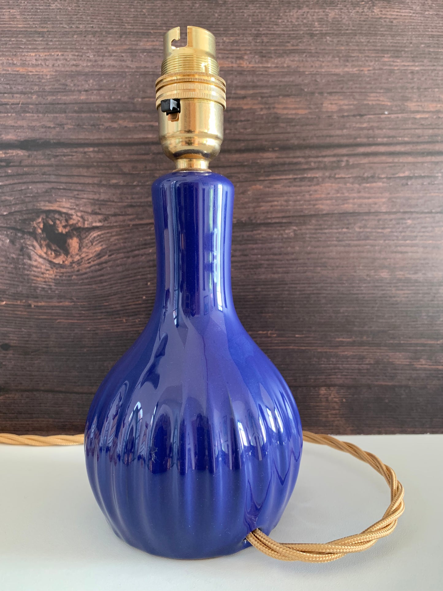 Vintage Alingsas Pottery Swedish Blue Ceramic Table Lamp 1960s 1970s