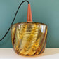 Mid Century Danish Swedish Amber Glass Teak Pendant Ceiling Lamp Scandinavian Light