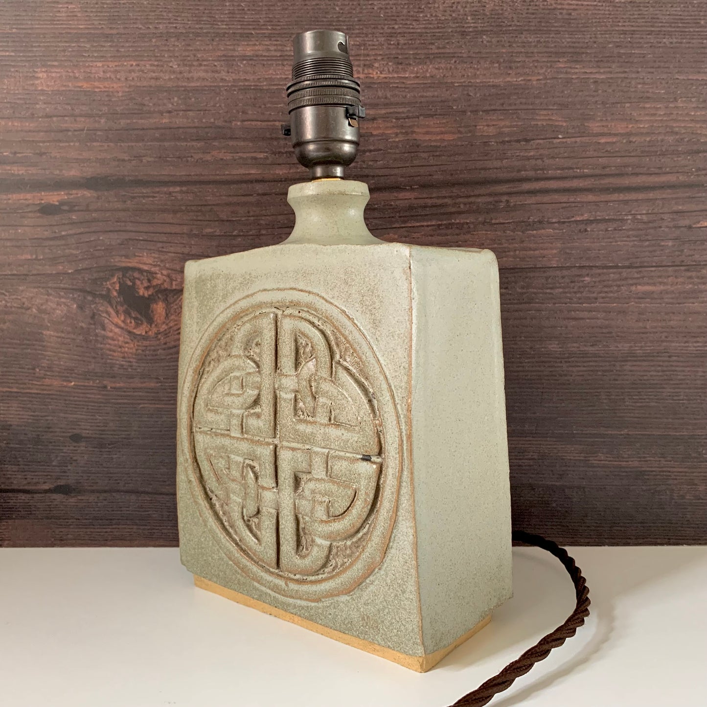 Mid Century Cornish Pottery British Troika Style Ceramic Table Lamp