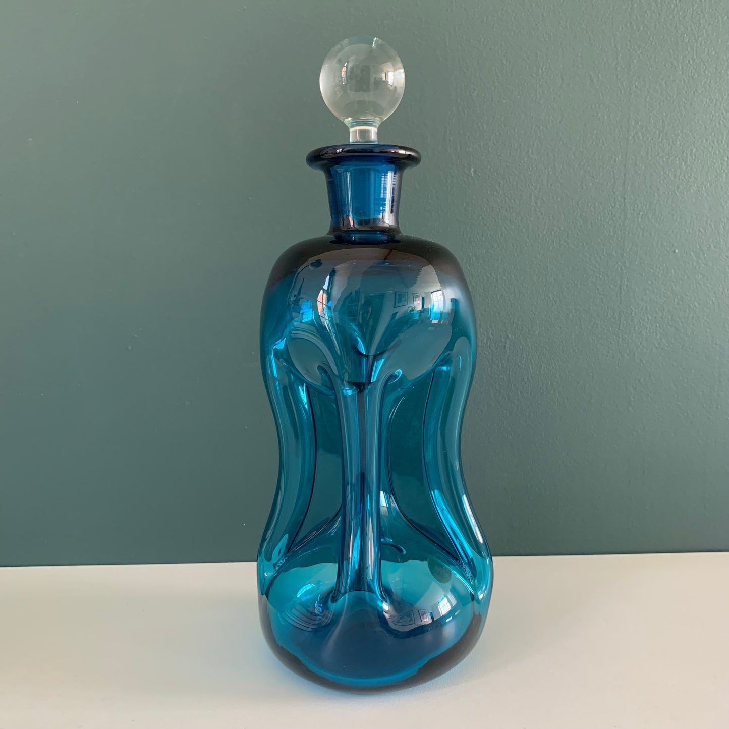 Holmegaard Danish Kluk Glug Teal Blue Glass Bottle Gifts Turquoise
