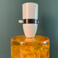 Shattaline British Yellow Orange Table Lamp Cracked Resin Crushed Ice Vintage Retro Atomic Era Shatterline