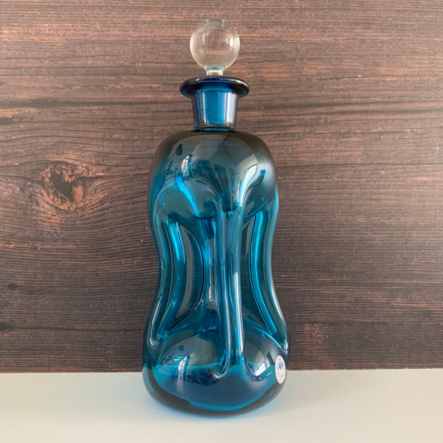 Holmegaard Danish Kluk Glug Teal Blue Glass Bottle Gifts Turquoise
