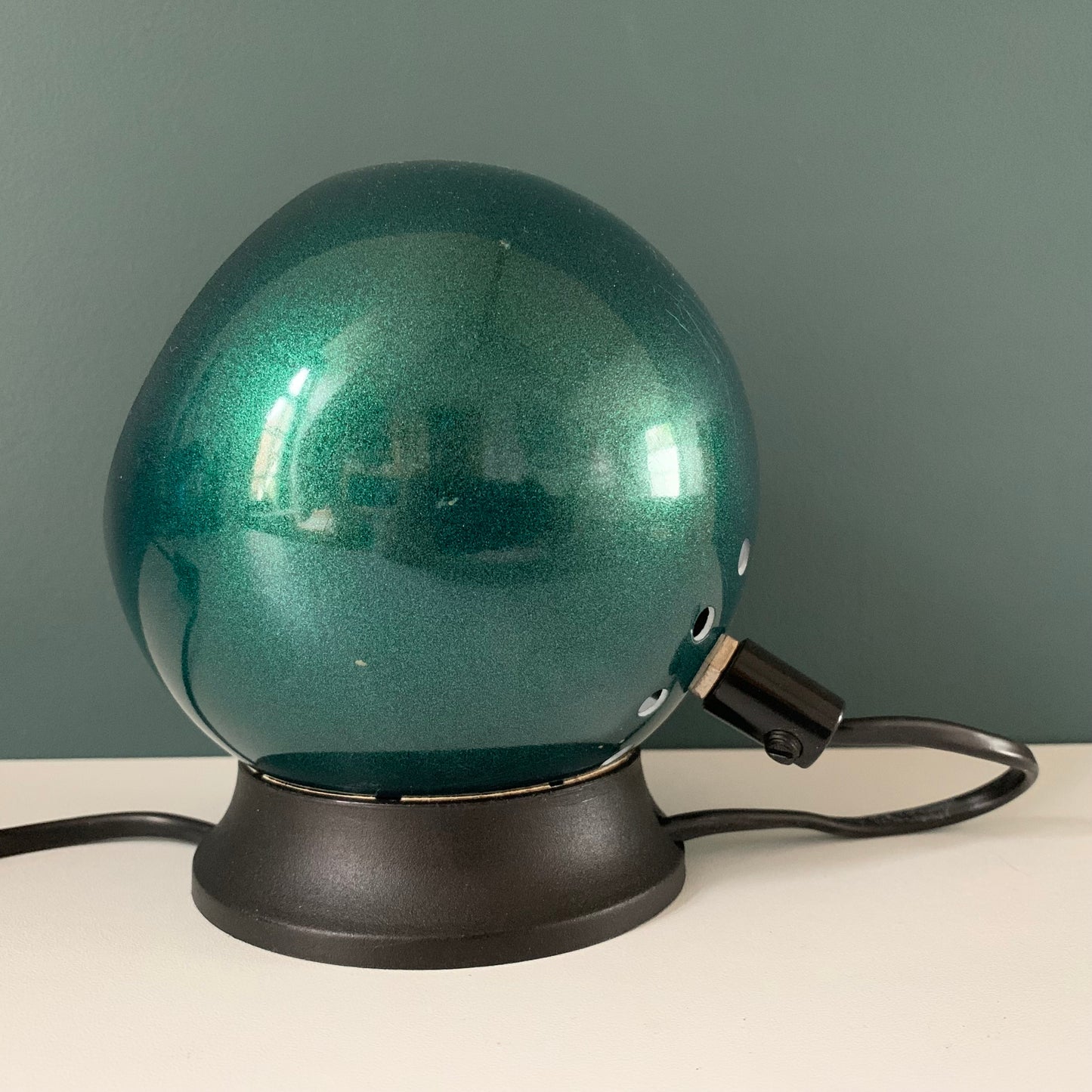 Swedish Metallic Green Ball Table Lamp 1970s Retro Light Atomic Era Frandsen