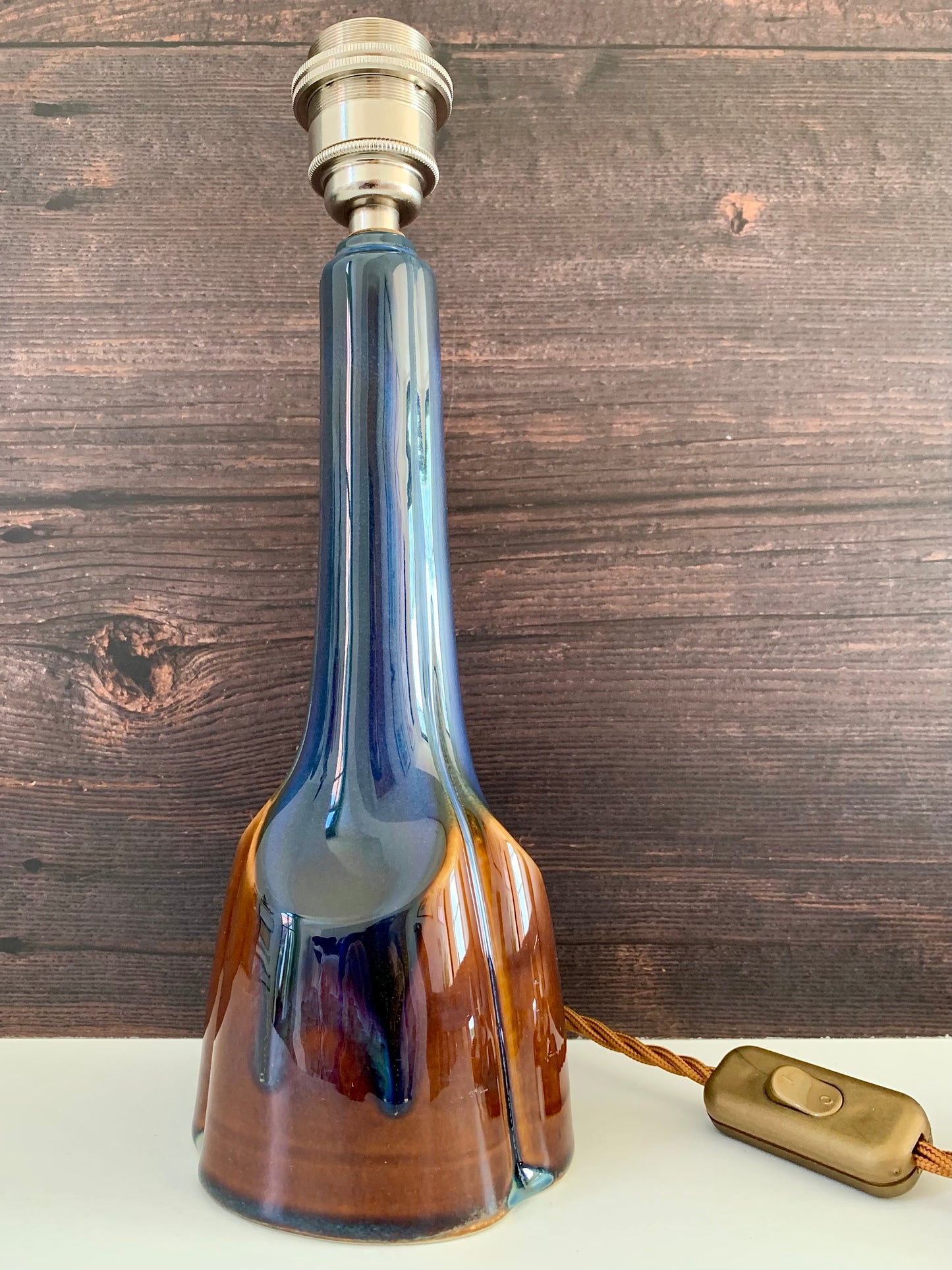 Soholm Pottery Blue Amber Danish Table Lamp Vintage 1960s Retro 940