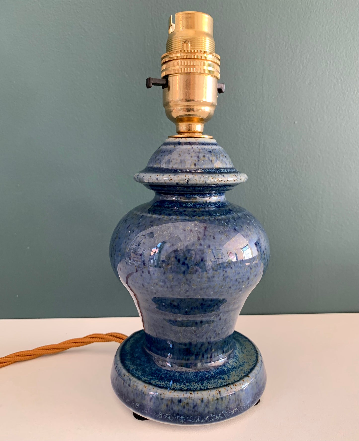 Vintage Royal Doulton Blue Sheerlite Ceramic Table Lamp 1960s English British