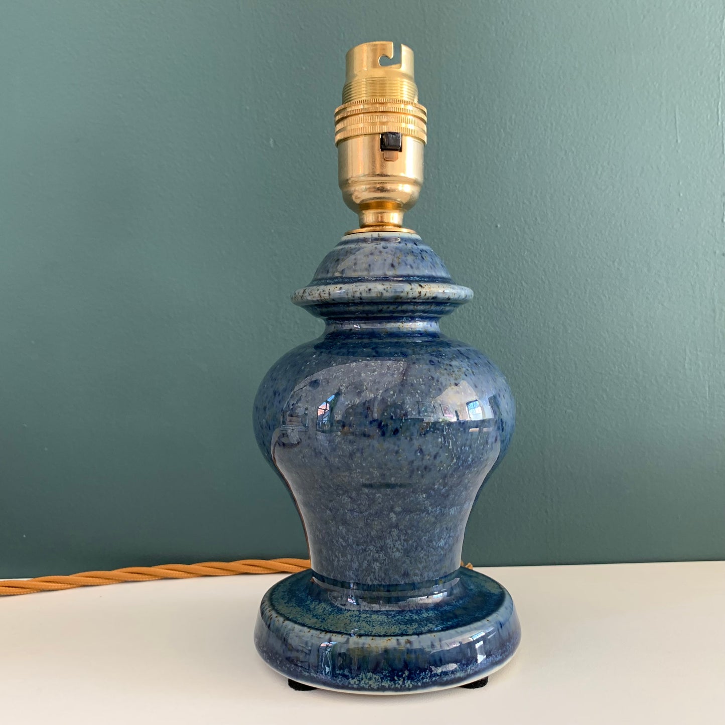 Vintage Royal Doulton Blue Sheerlite Ceramic Table Lamp 1960s English British