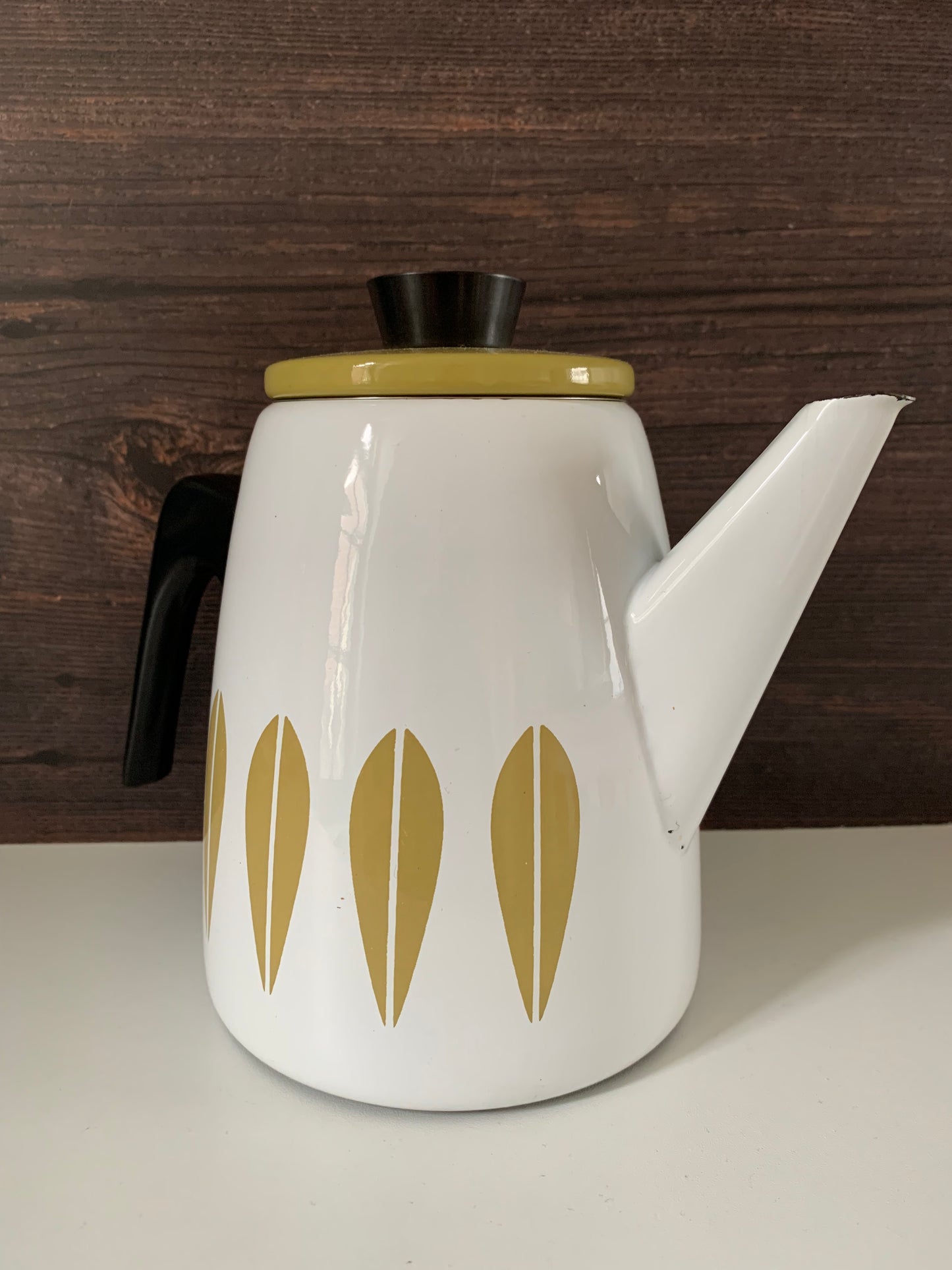 Cathrine Holm Olive Green Lotus Tea Coffee Pot 1960s Norwegian Scandinavian Scandi Style Design