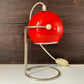 Vintage Red Danish Ball Table Desk Lamp Enamel 1970s Space Age Atomic Era