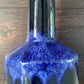 Vintage Danish Blue Pottery Table Lamp 1960s Faxe Fat Lava Style
