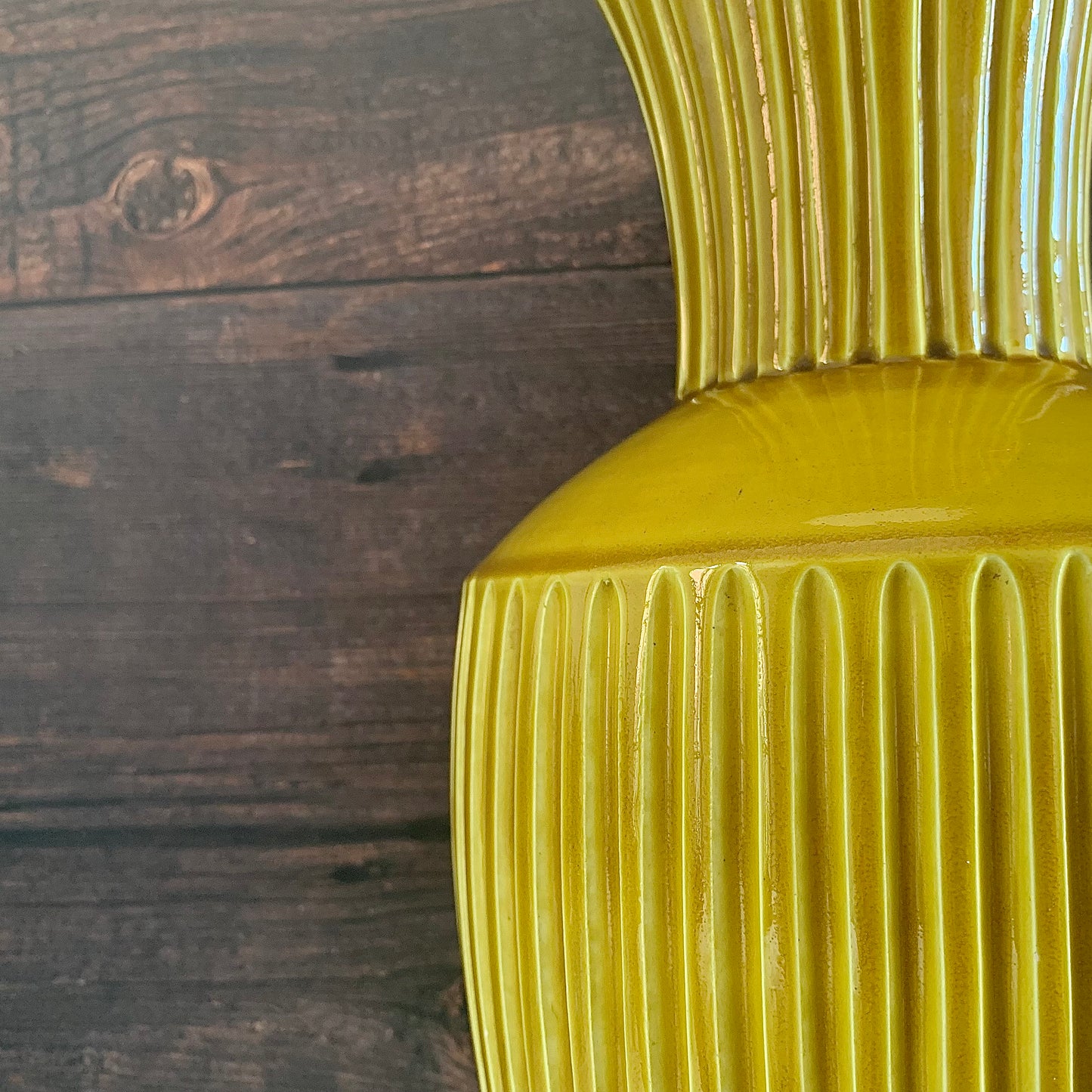HUGE Bitossi Pottery Italian Table Lamp Mid Century Olive Green Khaki Yellow