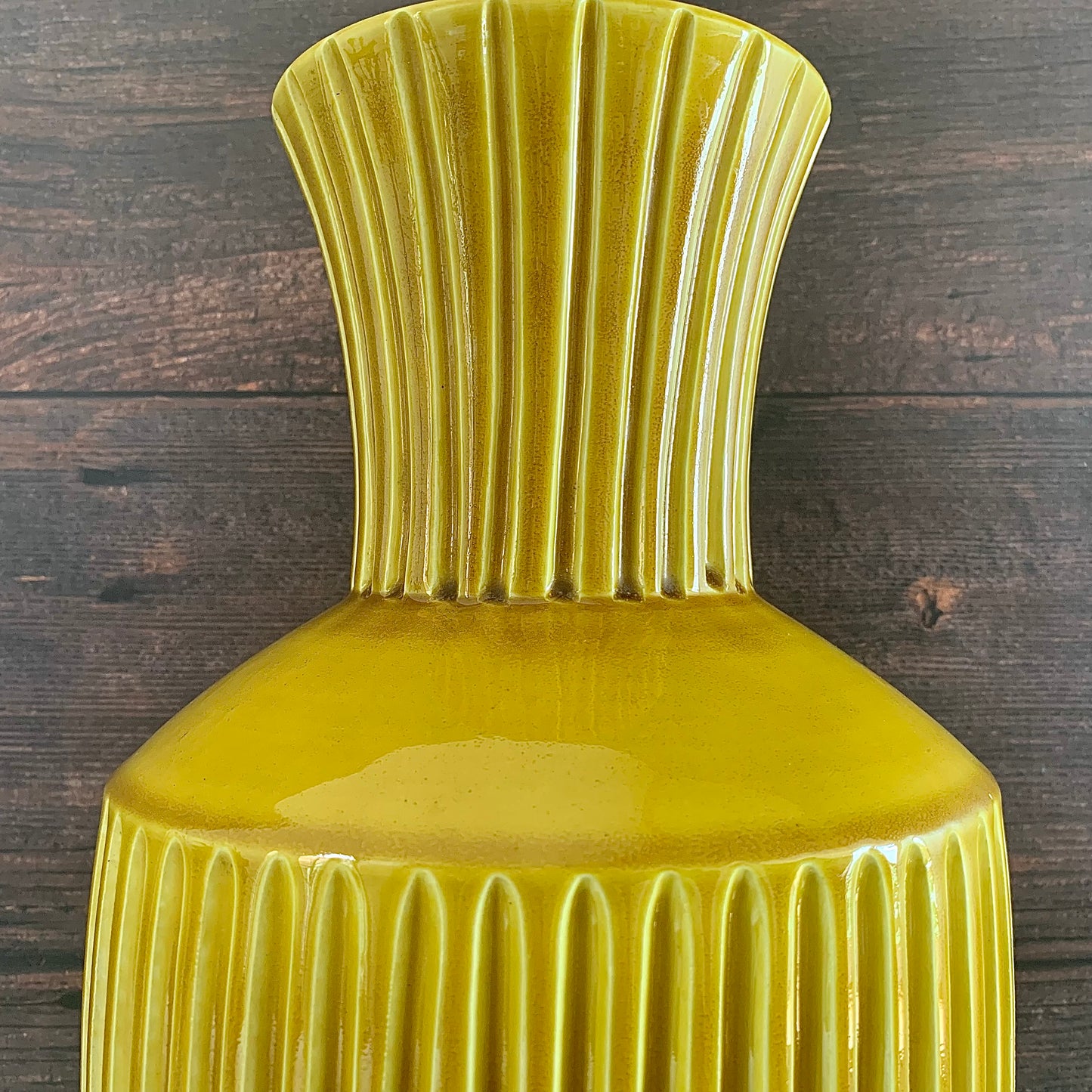 HUGE Bitossi Pottery Italian Table Lamp Mid Century Olive Green Khaki Yellow