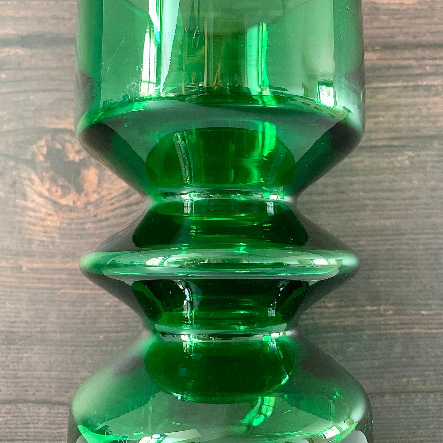 Riihimaki Emerald Green Glass Vase Tamara Aladin 1472 Vintage 1960s 1970s Scandinavian Finnish Retro