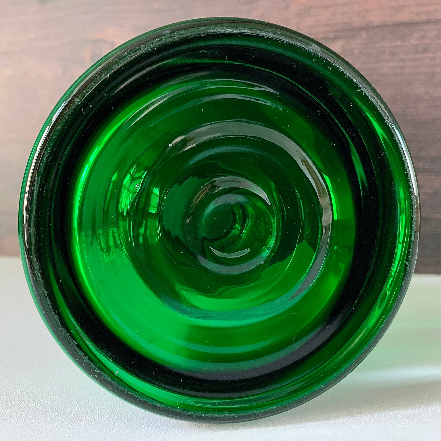 Riihimaki Emerald Green Glass Vase Tamara Aladin 1472 Vintage 1960s 1970s Scandinavian Finnish Retro