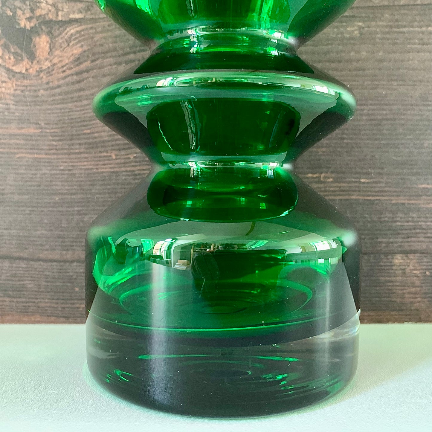 Riihimaki Emerald Green Glass Vase Tamara Aladin 1472 Vintage 1960s 1970s Scandinavian Finnish Retro