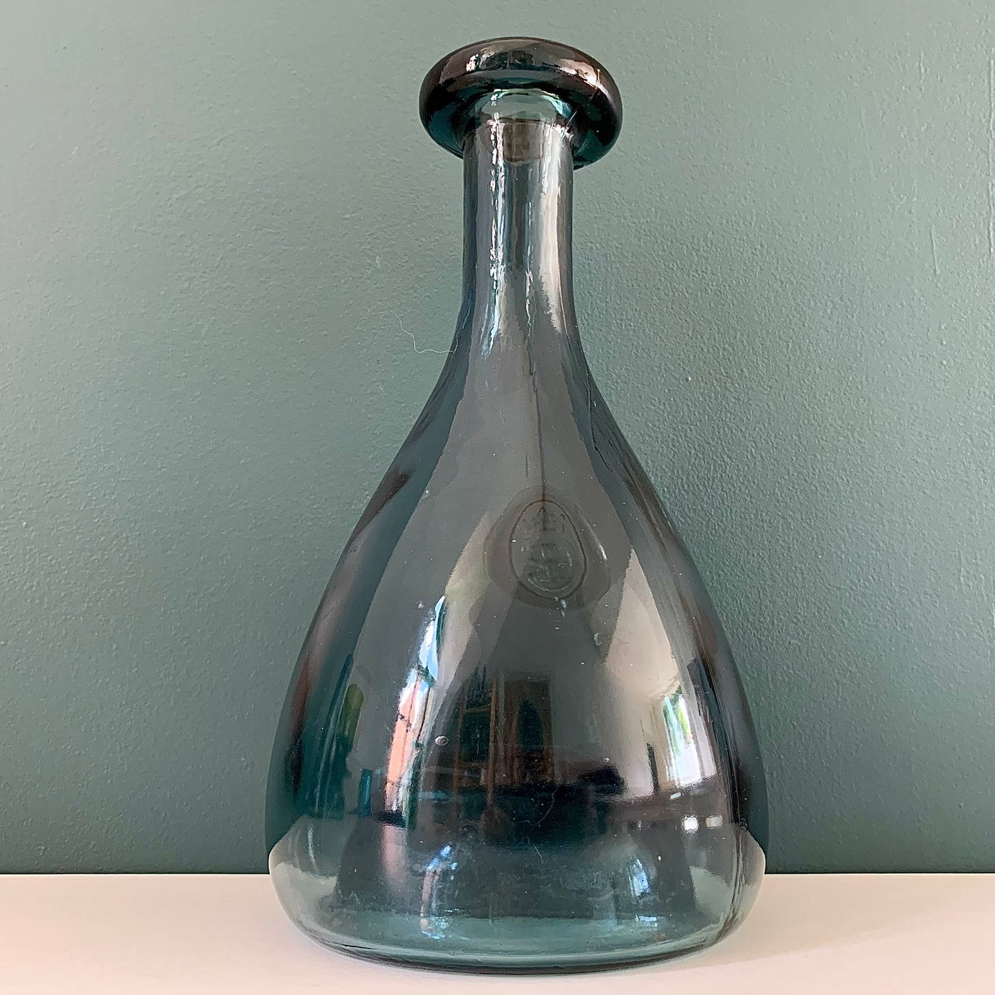 Holmegaard Blue Glass Cherry Elsinore Viking Decanter Carafe Bottle