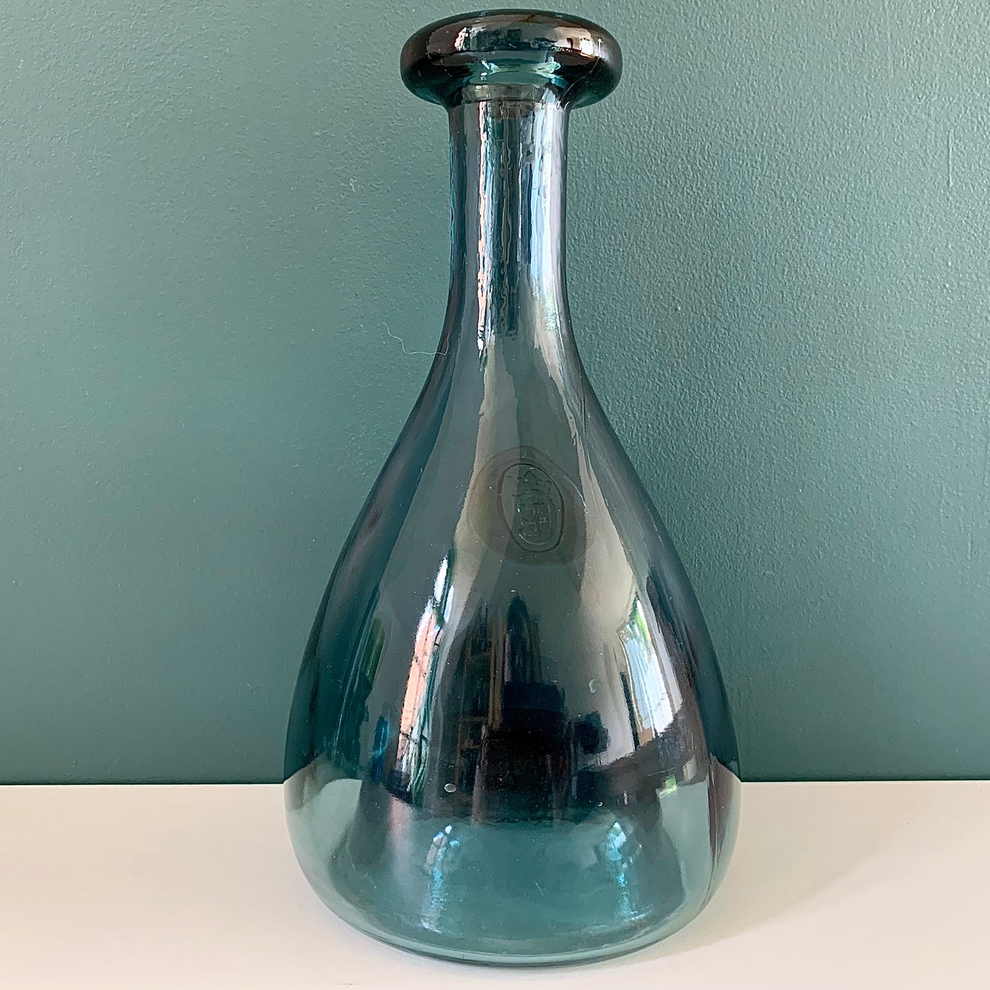 Holmegaard Blue Glass Cherry Elsinore Viking Decanter Carafe Bottle