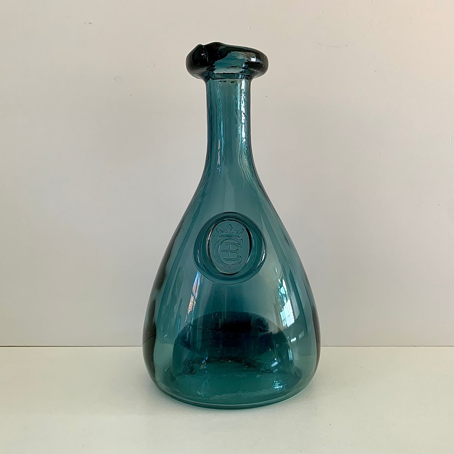 Holmegaard Blue Glass Cherry Elsinore Viking Decanter Carafe Bottle