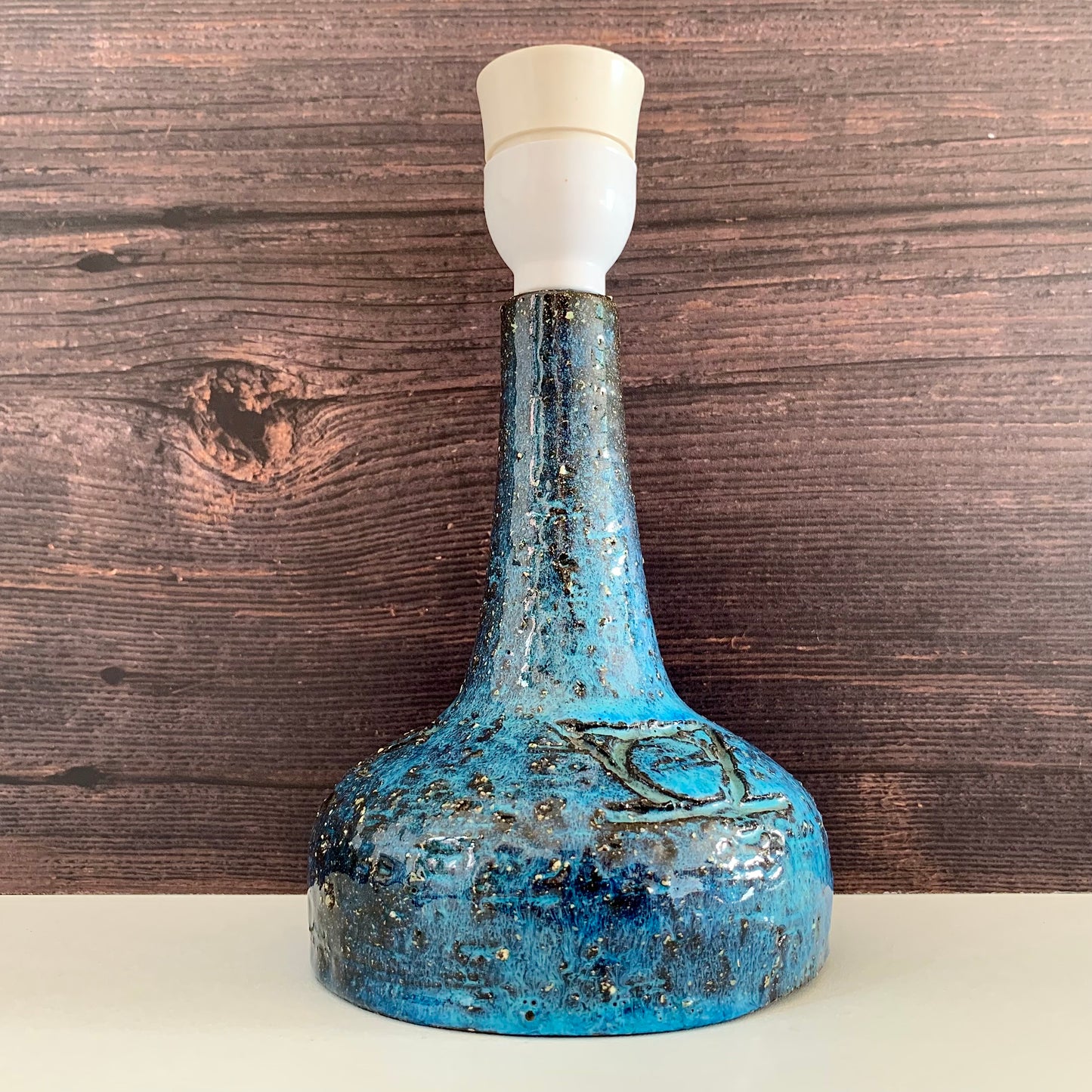 Mid Century Sejer Pottery Danish Blue Ceramic Table Lamp