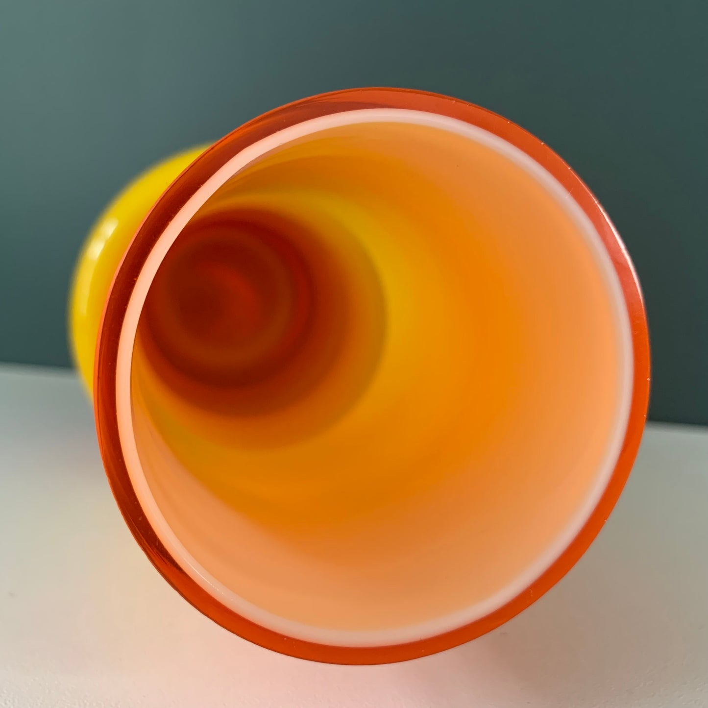 Mid Century Ryd Swedish Orange Hooped Glass Vase 1960s 1970s Atomic