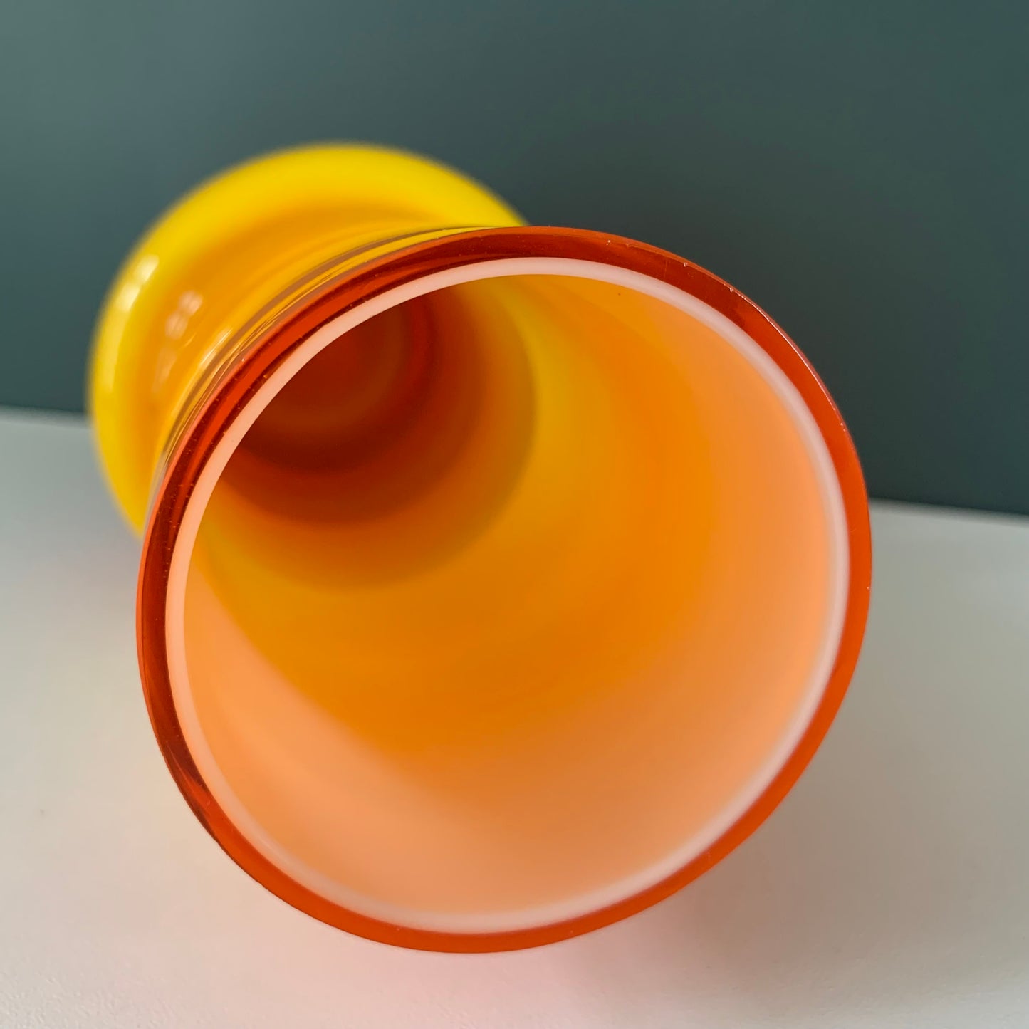 Mid Century Ryd Swedish Orange Hooped Glass Vase 1960s 1970s Atomic