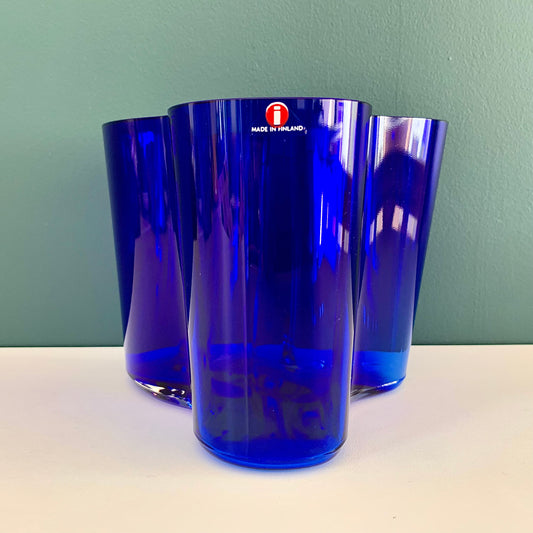 Vintage Iittala Alvar Aalto Savoy Blue Glass Vase Limited Edition 120mm