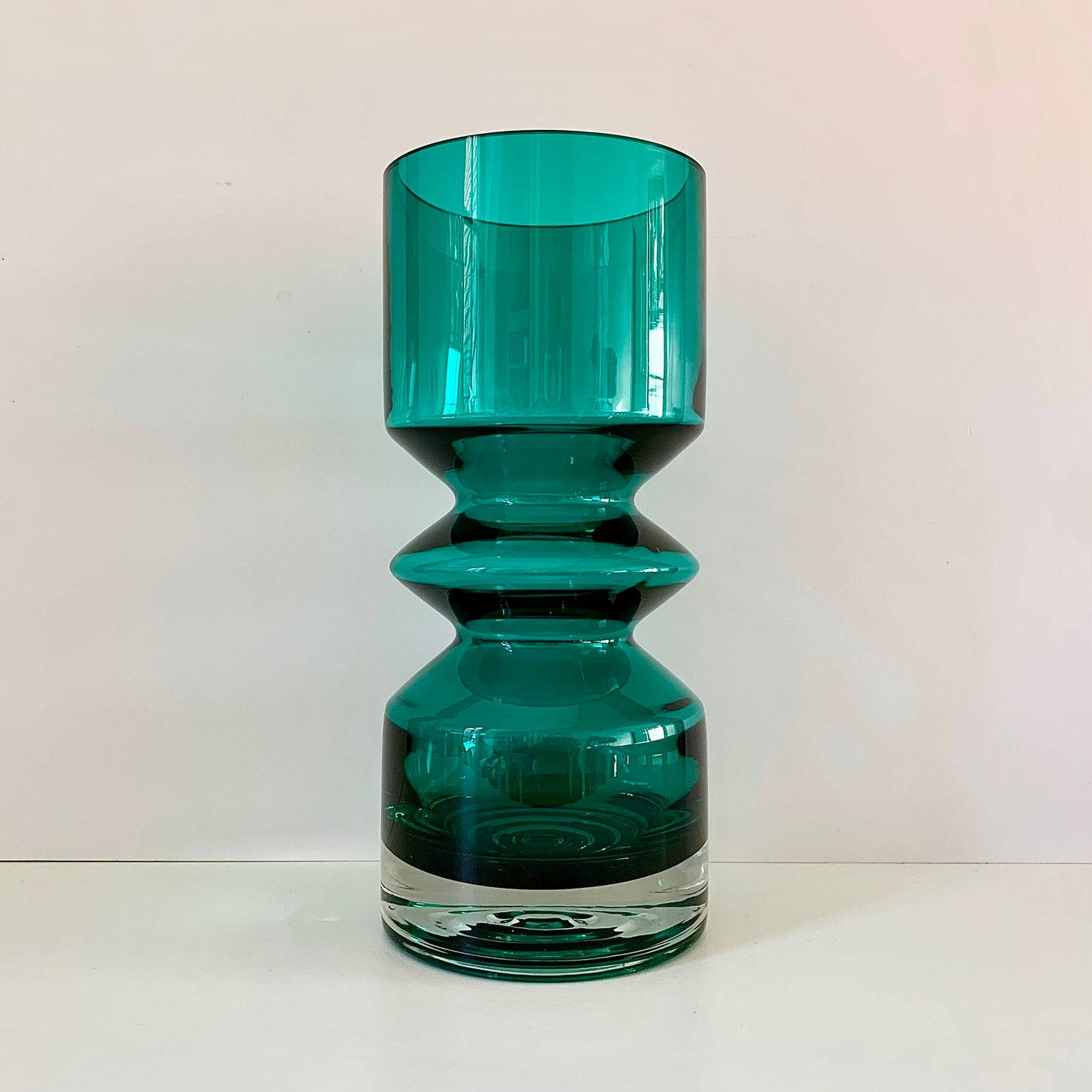 RARE Riihimaki Turquoise Green Glass Vase Tamara Aladin 1472 - Large Size