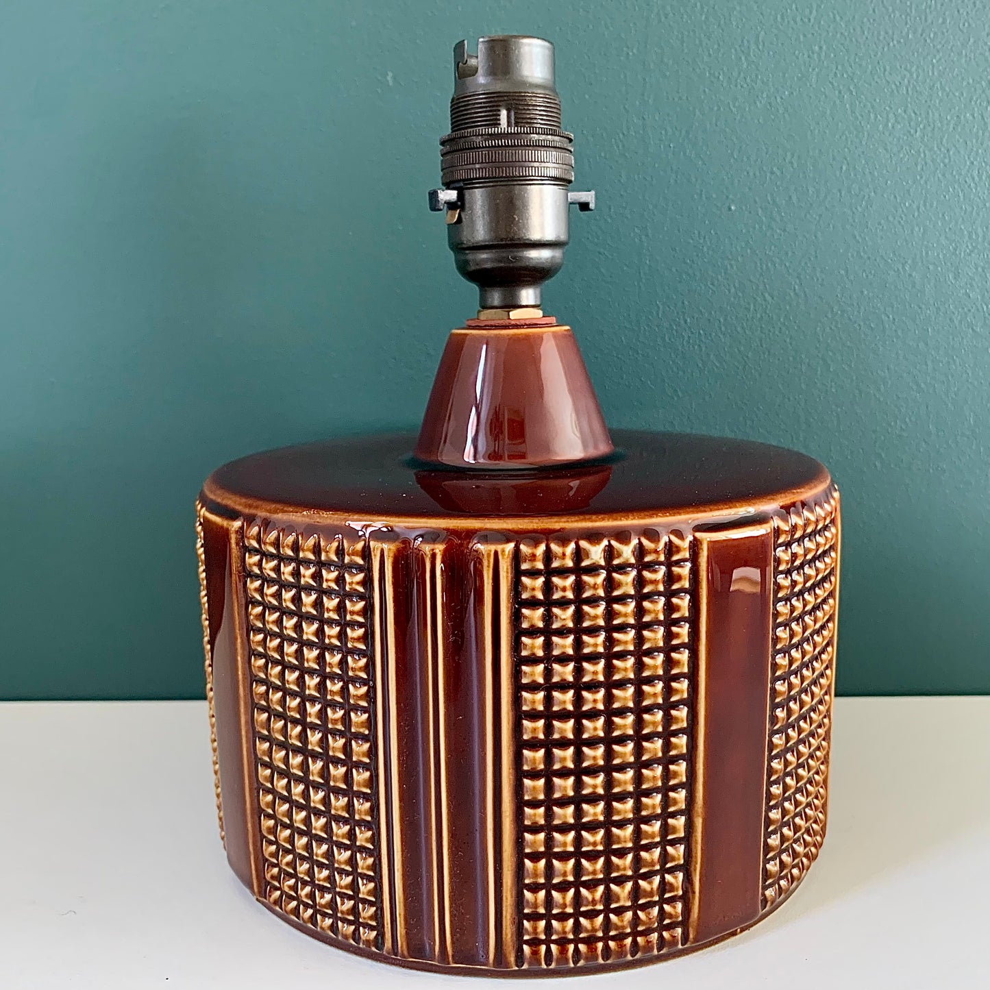 Poole Pottery Helios Brown Table Lamp Bedside British English 1960s Mid Century Modern