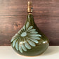 Mid Century Lotus Pottery British Olive Green Ceramic Table Lamp Retro Khaki