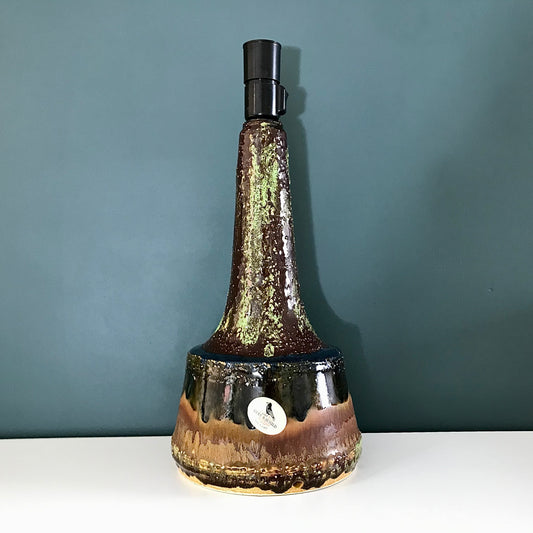 RESERVED HUGE Mid Century Danish Pottery Table Lamp Ravnild Drip Glaze