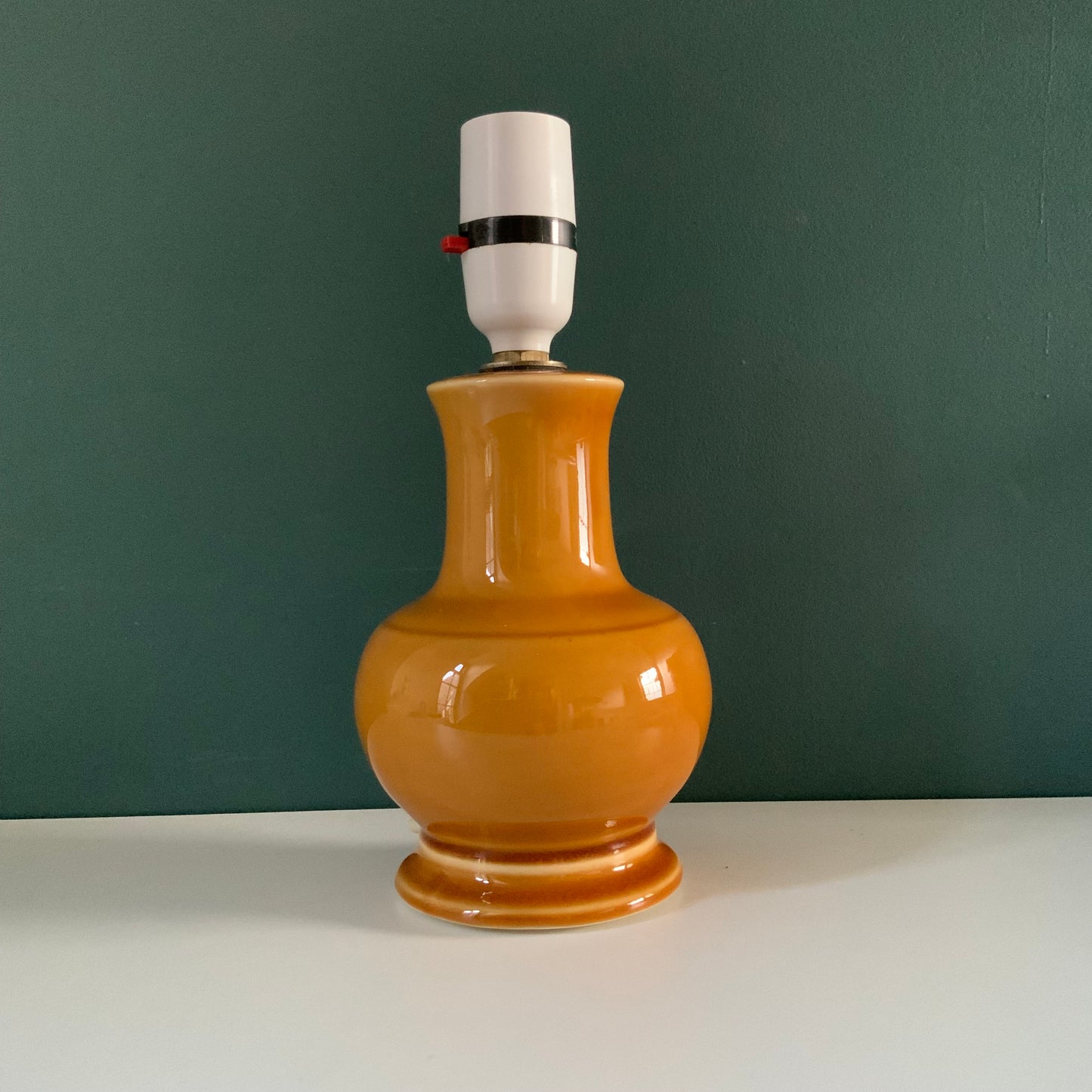 Vintage Staffordshire Mustard Yellow Ceramic Table Lamp British English 1960s