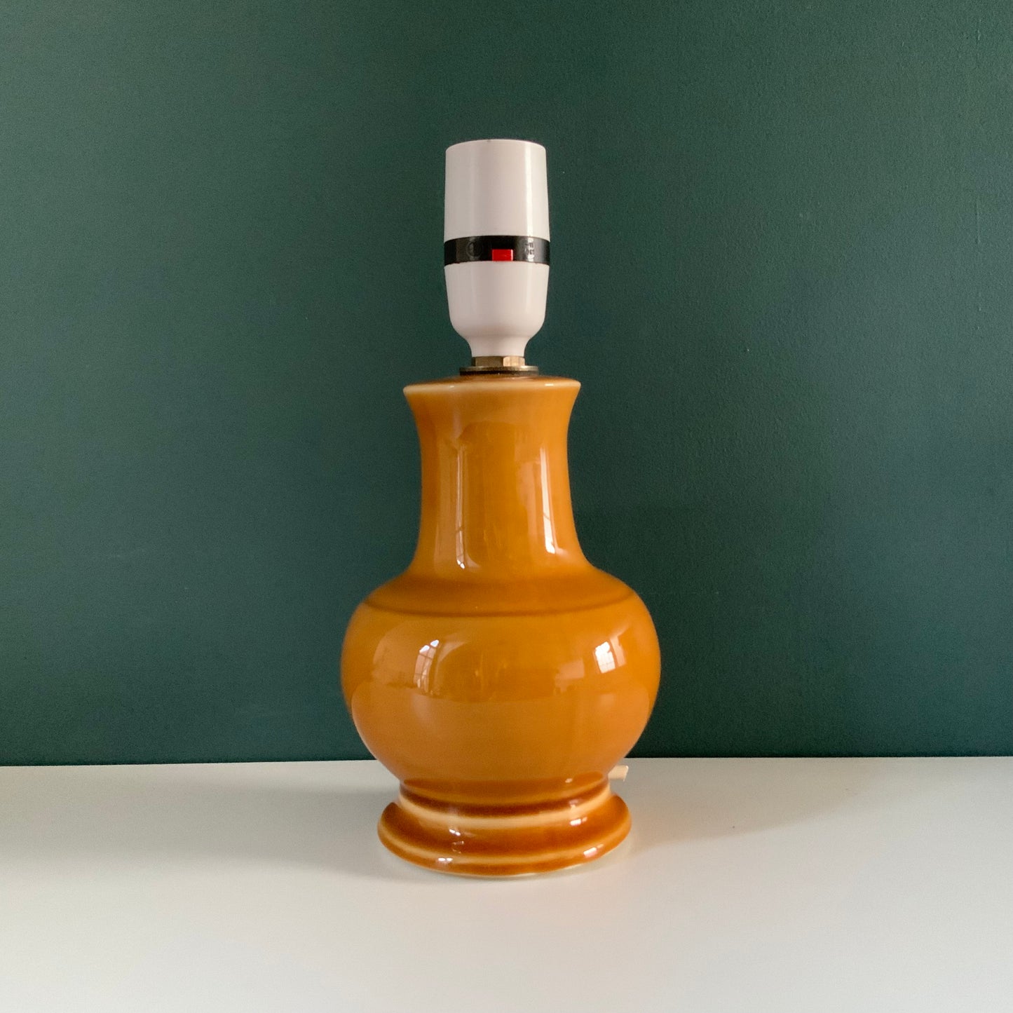 Vintage Staffordshire Mustard Yellow Ceramic Table Lamp British English 1960s